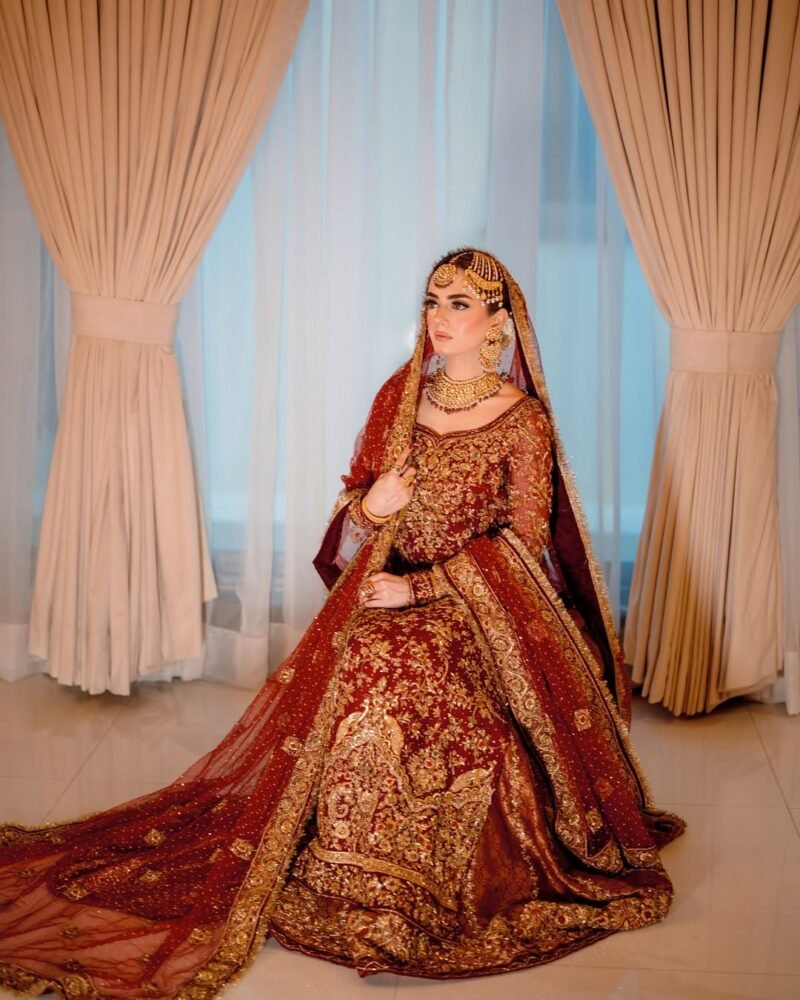 Luxury Bridal Sharara Set in Champagne Gold