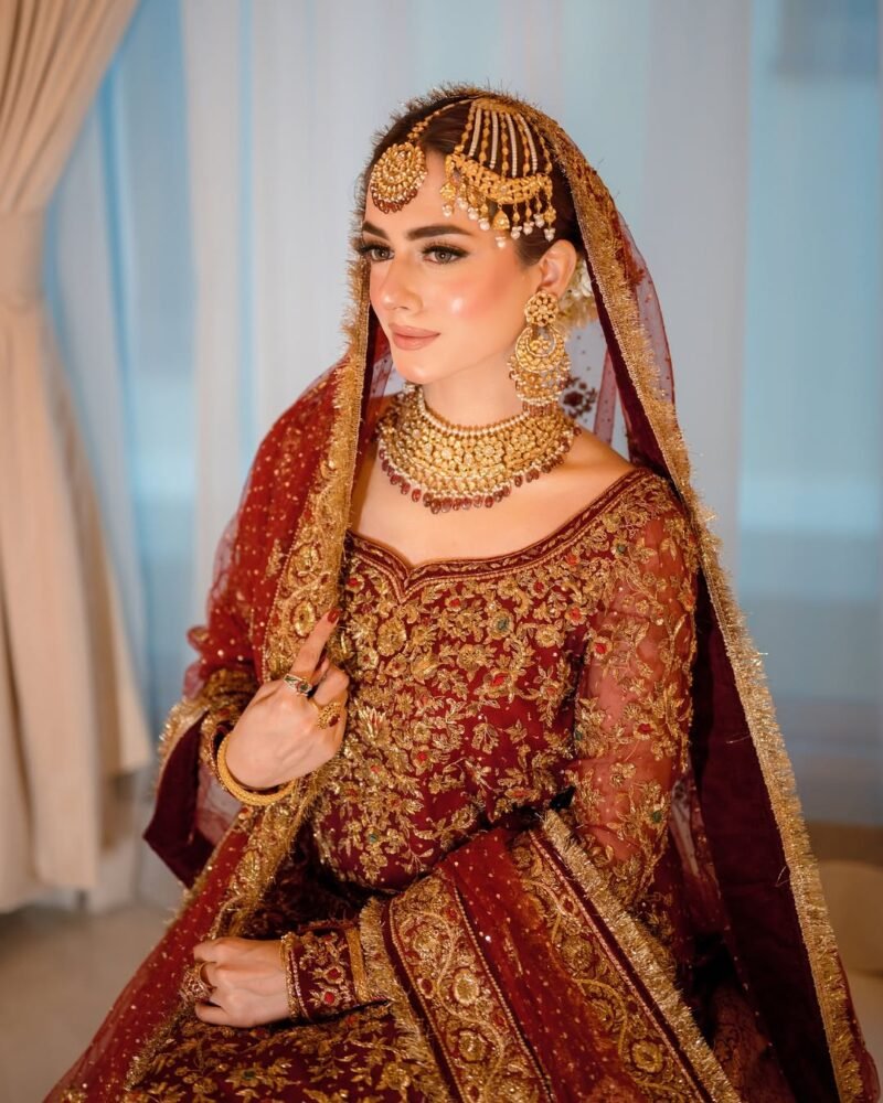 Luxury Bridal Sharara Set in Champagne Gold - Image 3