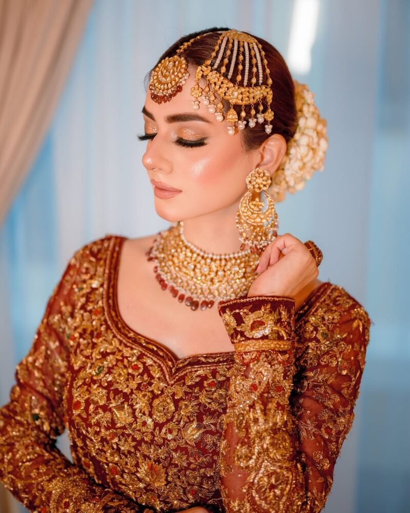 Luxury Bridal Sharara Set in Champagne Gold - Image 4