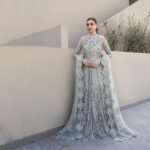 Silver Grey Luxury Embroidered Maxi Dress