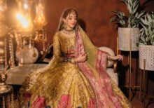 Yellow and Pink Bridal Lehenga with Hand Embroidery